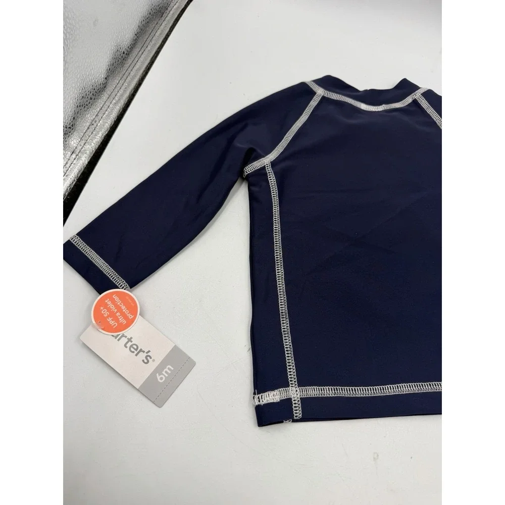 NWT Carter's Baby Boy Swim Shirt Sun Rash Guard Blue UV Protection 6 Months